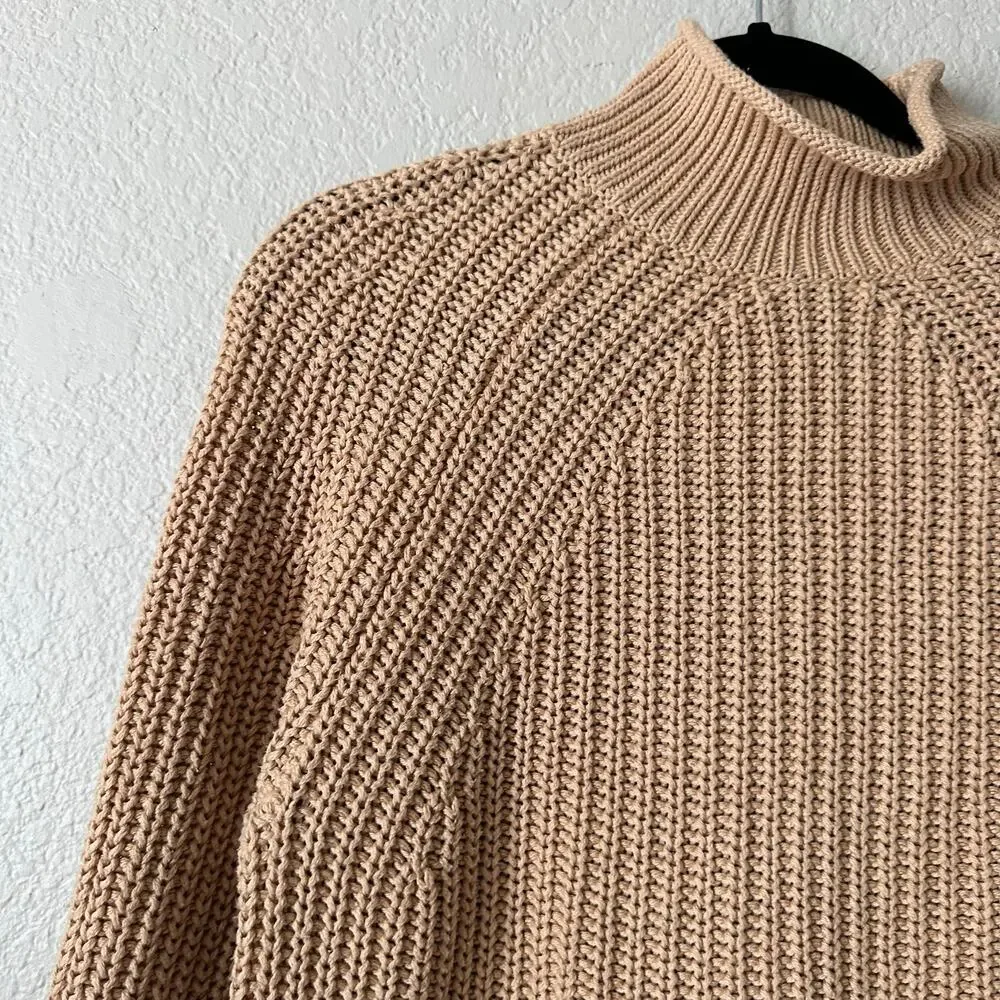J. Crew Relaxed Rollneck Pullover Knit Sweater in Sandy Beach Size XS